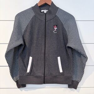 Disney Parks Minnie Mouse Polka Dot Zip Jacket Gray M Vacation Disneycore